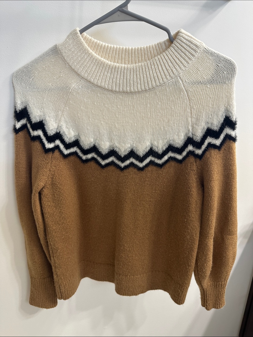 NWOT Ann Taylor Color Block Sweater Cream and Brown